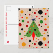 Carte Postale Arbre de Noël moderne du milieu du siècle Roquette (Devant / Derrière)