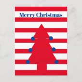 Carte Postale Arbre de Noël Moderne Red Stripe Salutation (Devant)