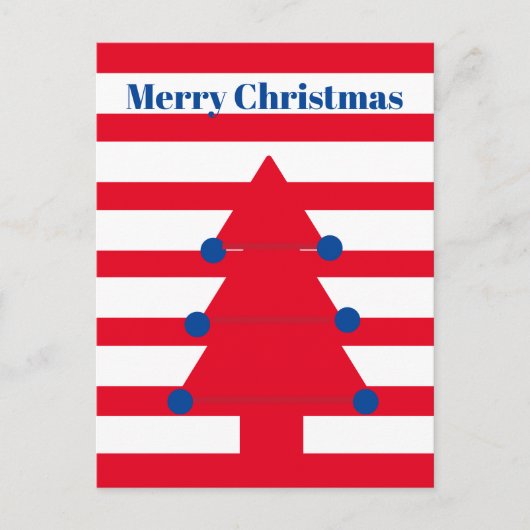 Carte Postale Arbre de Noël Moderne Red Stripe Salutation (Devant)