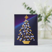 Carte postale Arbre de Noël Or Décoré (Debout devant)