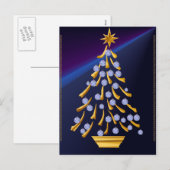 Carte postale Arbre de Noël Or Décoré (Devant / Derrière)