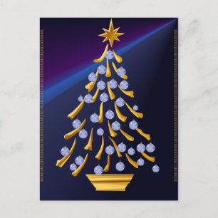 Carte postale Arbre de Noël Or Décoré