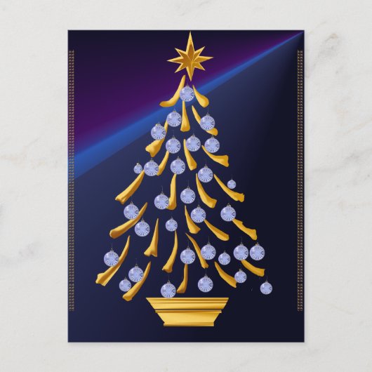 Carte postale Arbre de Noël Or Décoré (Devant)