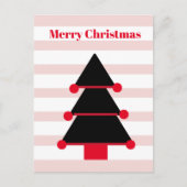 Carte postale Arbre de Noël Pink Stripe noire (Devant)