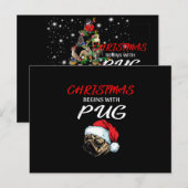 Carte Postale Arbre De Noël Pitbull Couvert D'Une Lampe De Feu (Devant / Derrière)