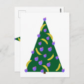 Carte Postale Arbre de Noël Pop Art avec pommes et bananes (Devant / Derrière)