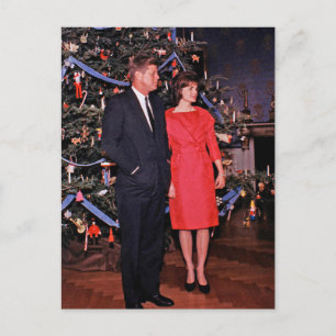 Carte Postale Arbre de Noël Président John Kennedy & Jacqueline