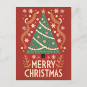 Carte Postale Arbre de Noël rétro design traditionnel (Devant)