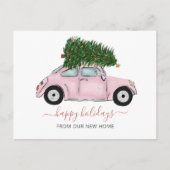 Carte Postale Arbre de Noël rose Car Weve Moved Holiday Moved (Devant)
