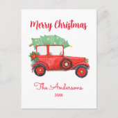 Carte Postale Arbre de Noël Rouge Camion blanc (Devant)