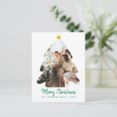 Carte Postale Arbre de Noël Simple Green Photo Joyeux Noël (Debout devant)