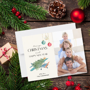 Carte Postale Arbre de Noël sur la photo de famille en avion