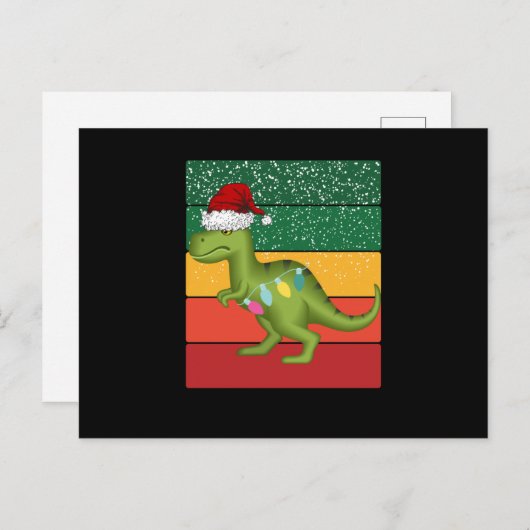 Carte Postale arbre de Noël t-rex (Devant / Derrière)