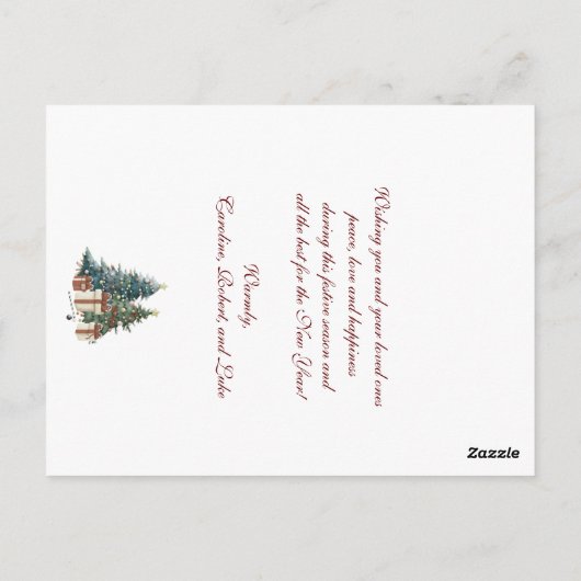 Carte Postale Arbre de Noël vert et Brown (Dos)