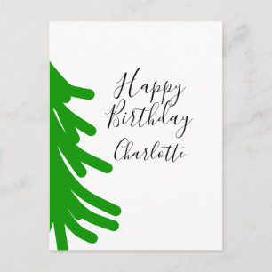 Carte Postale Arbre de Noël vert joyeux anniversaire décembre hi
