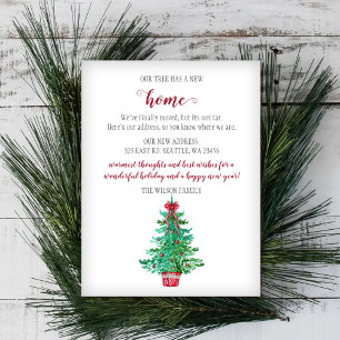 Carte Postale Arbre de Noël Vintage Nous Avons Déménagé Fêtes Dé