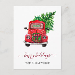 Carte Postale Arbre de Noël Voiture Nous avons déménagé Vacances