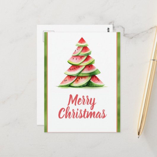 Carte Postale Arbre de pastèque de Noël (Devant/Arrière en situation)