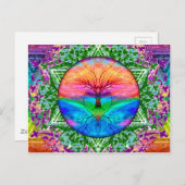 Carte Postale Arbre de vie apaisant dans les couleurs arc-en-cie (Devant / Derrière)