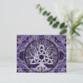 Carte Postale Arbre de vie avec Triquetra Amethyst et argent (Debout devant)