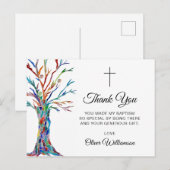 Carte Postale Arbre de vie Baptême Christening Merci (Devant / Derrière)