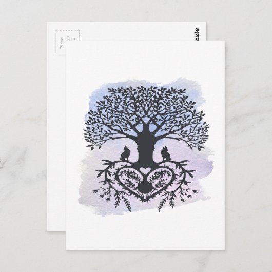 Carte Postale Arbre de vie d'art populaire (Devant / Derrière)