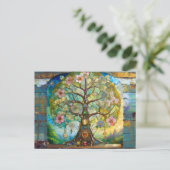 Carte Postale Arbre de Vie Fleurissant des 7 Chakras (Debout devant)