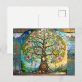 Carte Postale Arbre de Vie Fleurissant des 7 Chakras (Devant / Derrière)