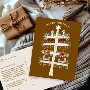 Carte Postale Arbre de vie folklorique de Noël PERSONNALISÉ