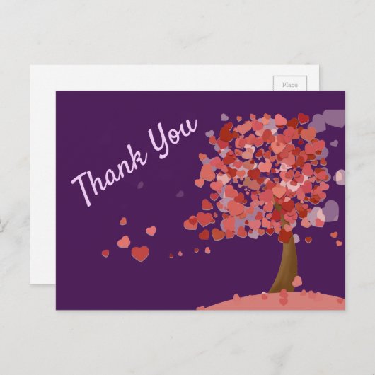 Carte Postale Arbre des Coeurs mignons coeurs merci (Devant / Derrière)