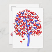 Carte Postale Arbre des Coeurs rouges Valentine (Devant / Derrière)