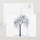 Carte Postale Arbre d'hiver avec des flocons et des oiseaux (Devant / Derrière)