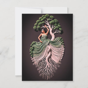 Carte Postale Arbre Élégant Woman Wall Art - 3D Nature inspiré