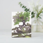 Carte Postale Arbre en aquarelle été (Debout devant)