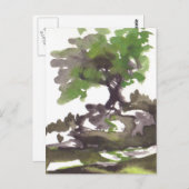 Carte Postale Arbre en aquarelle été (Devant / Derrière)