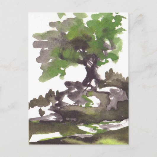 Carte Postale Arbre en aquarelle été (Devant)