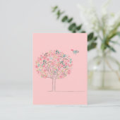 Carte Postale Arbre en fleurs et oiseaux en amour (Debout devant)