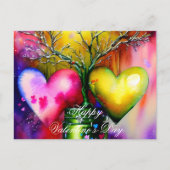 Carte Postale Arbre en pot et valentin coeurs (Devant)