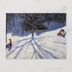 Carte Postale Arbre et deux luges