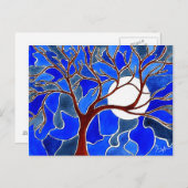Carte Postale Arbre et lune sur la toile - bleu (Devant / Derrière)