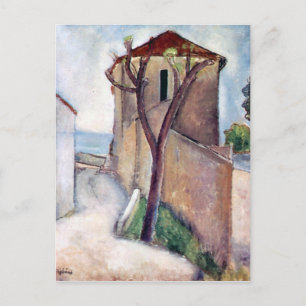 Carte Postale Arbre et maison par Amedeo Modigliani