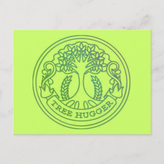 Carte Postale Arbre hugger, hippy badge (Devant)
