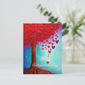 Carte Postale Arbre lumineux de coeurs valentin (Debout devant)