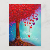 Carte Postale Arbre lumineux de coeurs valentin (Devant)