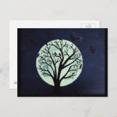 Carte Postale Arbre Lune brillant avec des corbeaux (Devant / Derrière)