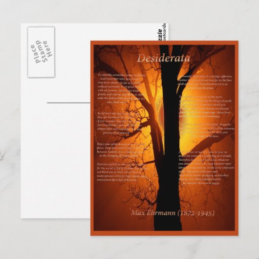 Carte Postale Arbre orange (Devant / Derrière)