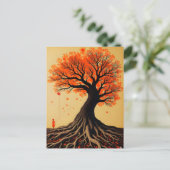 Carte Postale Arbre orange surréaliste (Debout devant)