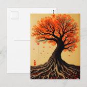 Carte Postale Arbre orange surréaliste (Devant / Derrière)