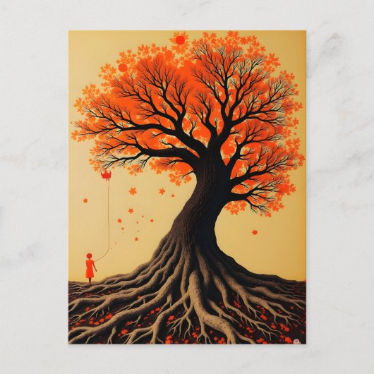 Carte Postale Arbre orange surréaliste (Devant)