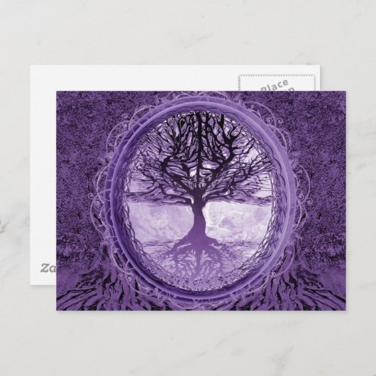 Carte Postale Arbre paisible en violet (Devant / Derrière)